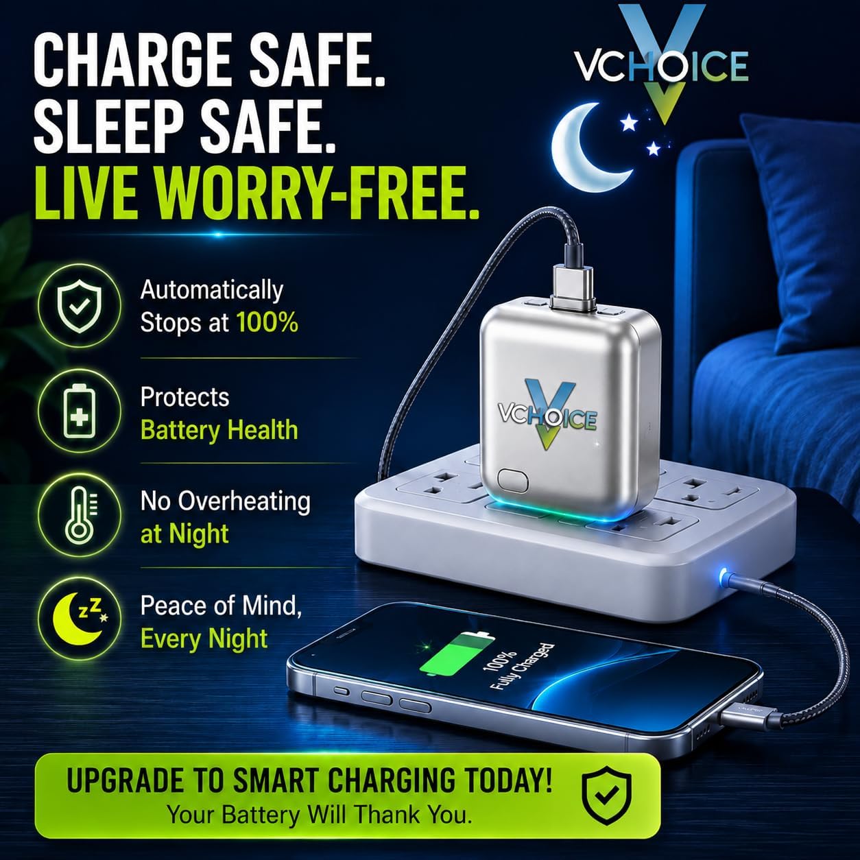 Smart Charger Adapter Auto Power Disconnector Guard