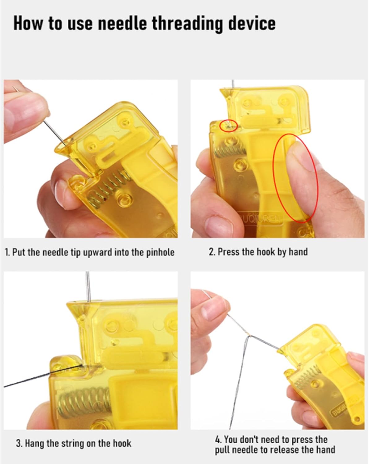Automatic Needle Threader, with  Plastic Needle Threader Easy Needle Threader Tool Sewing Accessories