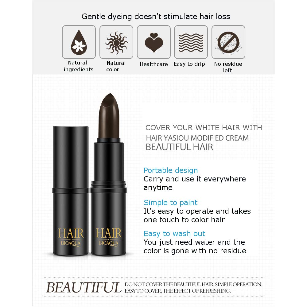 BIOAQUA  Temporary Hair Dye Cream Mild Fast One-off Hair Color Pen Cover White Hair DIY Styling Makeup Stick