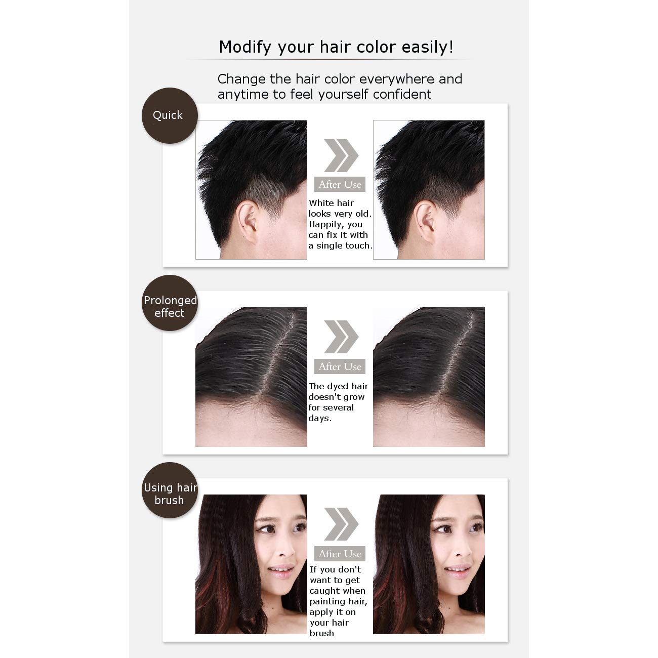 BIOAQUA  Temporary Hair Dye Cream Mild Fast One-off Hair Color Pen Cover White Hair DIY Styling Makeup Stick